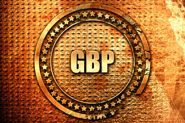 gbp, pound, 3D rendering, text on metal
