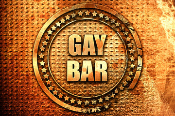 gay bar, 3D rendering, text on metal