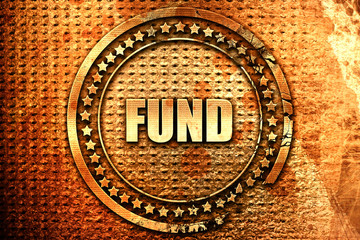 fund, 3D rendering, text on metal