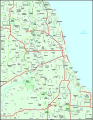 Chicago Metro Map with Major Roads
