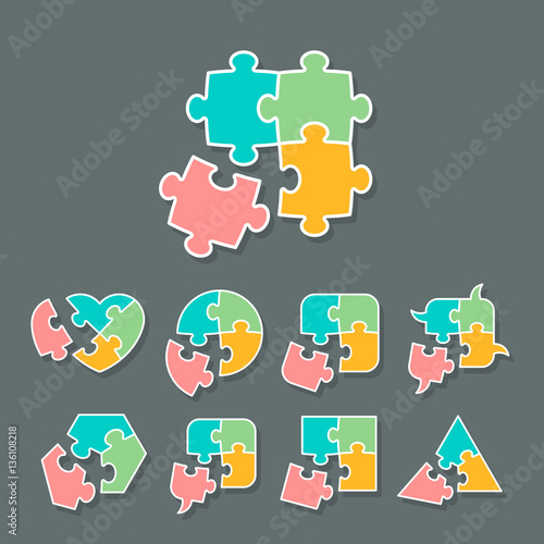 "Set of different jigsaw puzzle piece shapes" Stock image and royaltyfree vector files on
