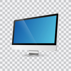 Monitor PC realistic with a blank screen on background isolate, stylish vector illustration EPS10