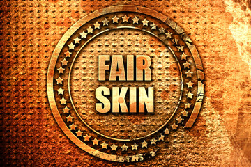 fair skin, 3D rendering, text on metal