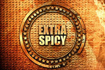 extra spicy, 3D rendering, text on metal