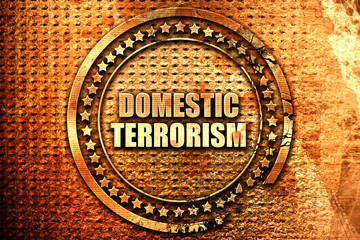 domestic terrorism, 3D rendering, text on metal