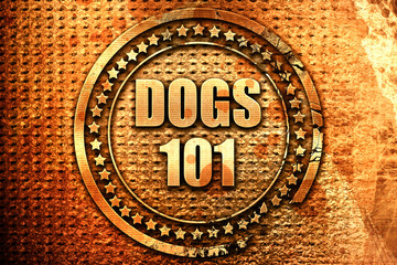 dogs 101, 3D rendering, text on metal