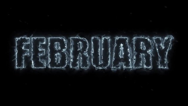 February electrified text glowing on black background