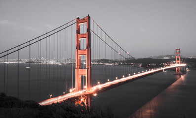 Golden Gate Bridge and San Francisco Skyline from Battery Spencer, Sausalito, California, USA.