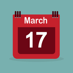 Calendar March 17, stylish vector illustration