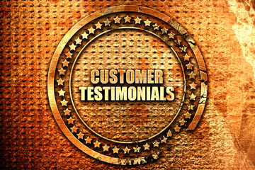 customer testimonials, 3D rendering, text on metal