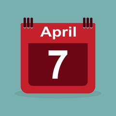 Calendar April 7, stylish vector illustration