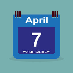 Calendar April 7, World Health Day, stylish vector illustration