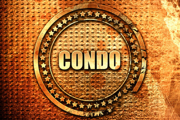 condo, 3D rendering, text on metal