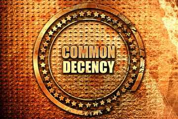 common decency, 3D rendering, text on metal