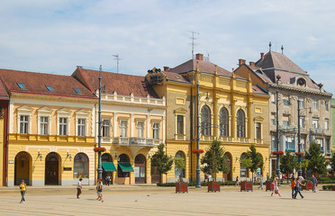 Colorful houses on the Paic Street in Debrecen, Hungary