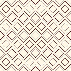 Outline seamless pattern with geometric figures. Repeated diamond ornamental abstract background.