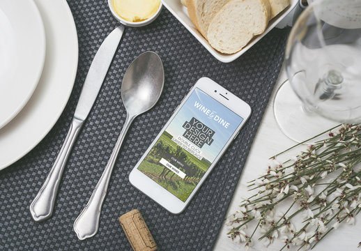 Smartphone and Restaurant Table Mockup 2
