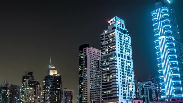 Fantastic view of the towers . Dubai, UAE.  Timelapse, hyperlapse