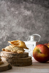 Mini Apple pie on wooden background