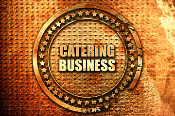 catering business, 3D rendering, text on metal