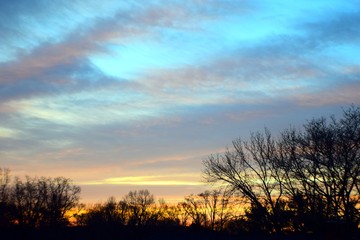 Fototapeta na wymiar Sunrise Blue Yellow Orange Sky