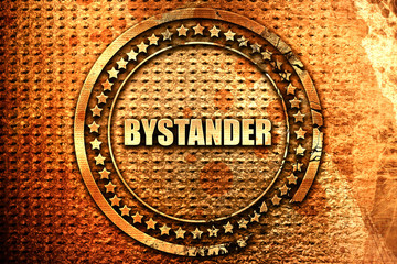 bystander, 3D rendering, text on metal