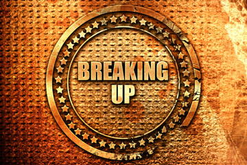 breaking up, 3D rendering, text on metal