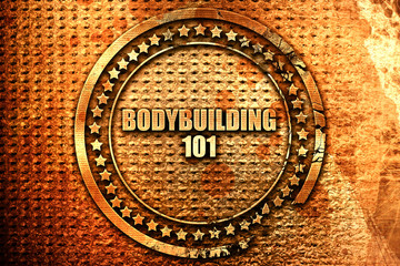 bodybuilding 101, 3D rendering, text on metal