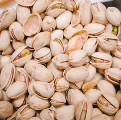Fresh salt pistachio background or texture.