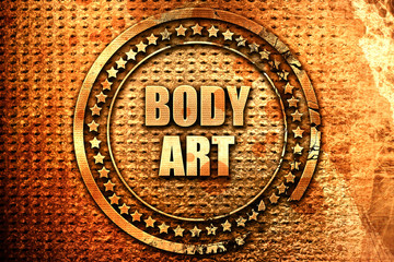body art, 3D rendering, text on metal