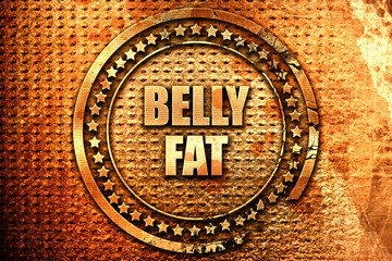 belly fat, 3D rendering, text on metal