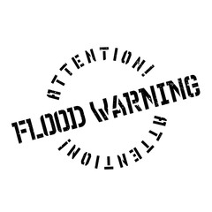 Flood Warning rubber stamp. Grunge design with dust scratches. Effects can be easily removed for a clean, crisp look. Color is easily changed.
