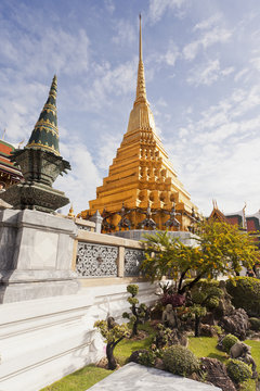 Golde Stupa near the Grand Palace in Bangkok Thailand 