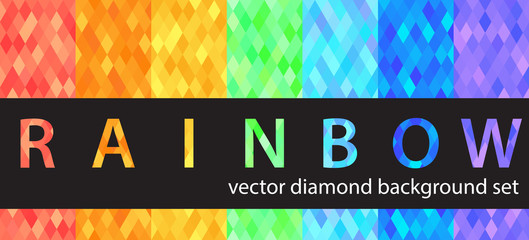 Diamond pattern set "Rainbow". Vector seamless backgrounds