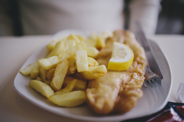Typical fish and chips meal