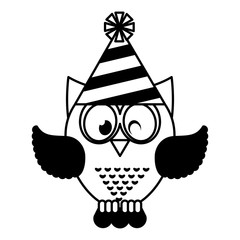 owl with party hat vector illustration design