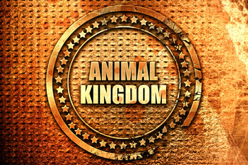 animal kingdom, 3D rendering, text on metal