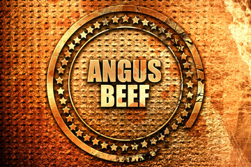 angus beef, 3D rendering, text on metal