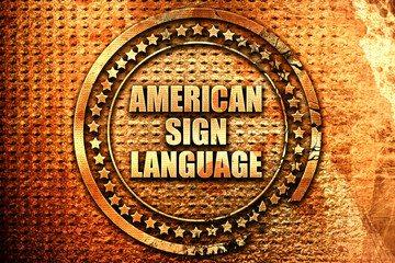 american sign language, 3D rendering, text on metal