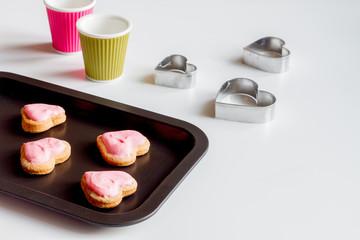 cookies for Valentine's Day heartshaped on white background