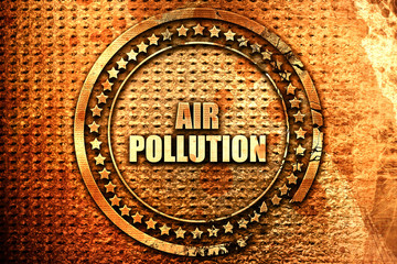 air pollution, 3D rendering, text on metal