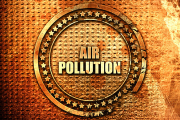 air pollution, 3D rendering, text on metal
