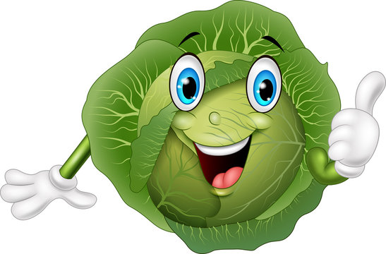 Cartoon cabbage giving thumbs up