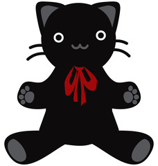 The stuffed toy of the cat