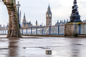 Big Ben and Embankment in the early morning