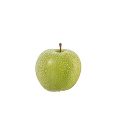 Green apple with water drop. Studio shot isolated on white