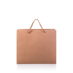 Brown paper bag. Studio shot isolated on white