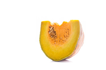 Piece of Thai pumpkin. Studio shot isolated on white