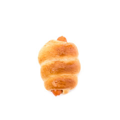 Bread with Sausage. Studio shot isolated on white