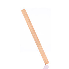 New piece long square pine wood. Studio shot isolated on white